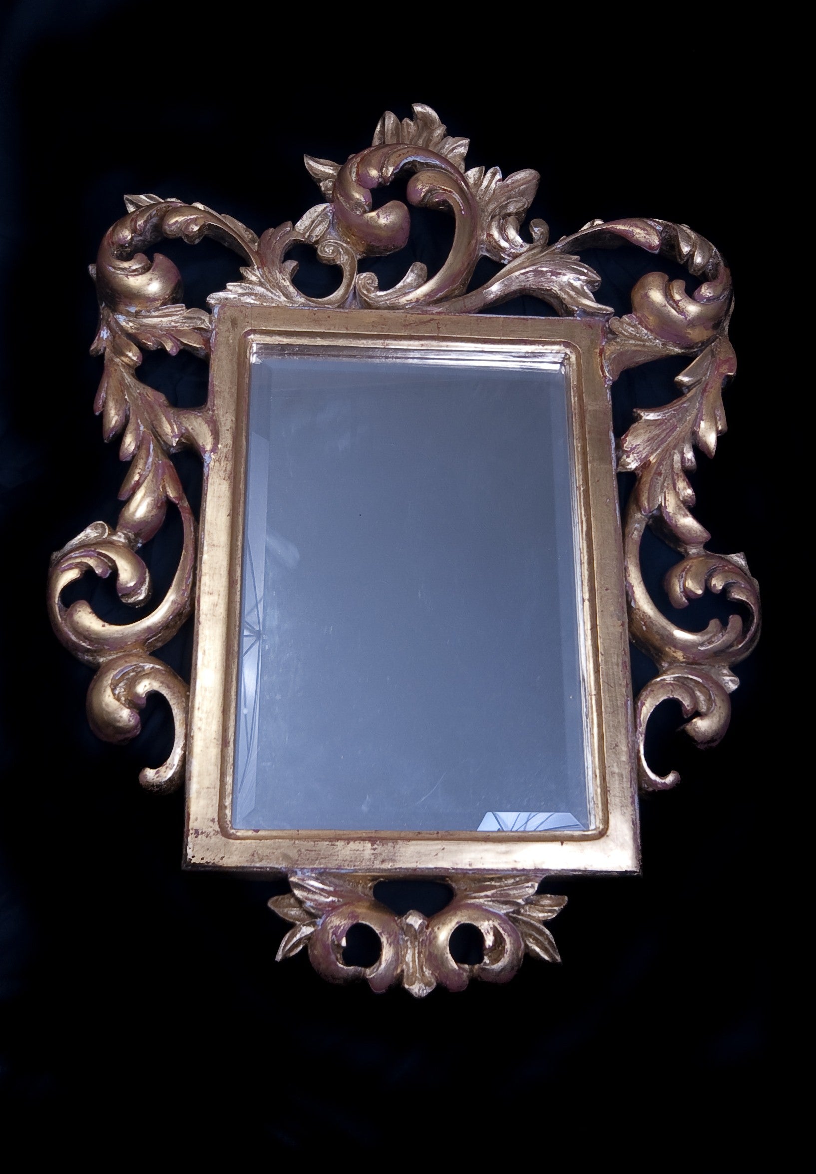Baroque Hand-Carved Mirror — 23k Gold Leaf Frame